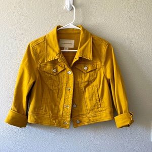 Anthropolgie Cropped Mustard Denim Jacket